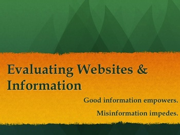 Preview of Evaluating Websites & Information