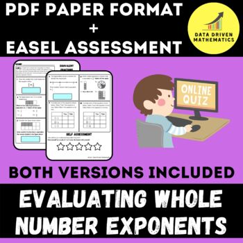 Preview of Evaluating Whole-Number Exponents Quiz - PDF + Easel Assessment Ready - 6.EE.1
