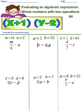 Evaluating an Algebra Expression with 2 Operations 4th Worksheet