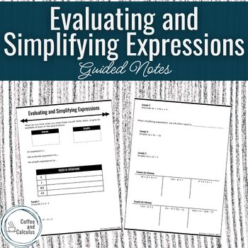 Preview of Evaluating and Simplifying Expressions Guided Notes