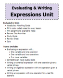 Evaluating and Writing Expressions Special Education Math Unit