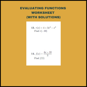 Preview of Evaluating functions worksheet (with solutions)