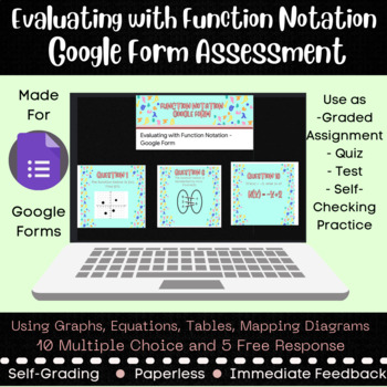 Preview of Evaluating with Function Notation - 15 Questions - Google Form Assessment