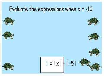 Preview of Evaluating with absolute value smartboard game