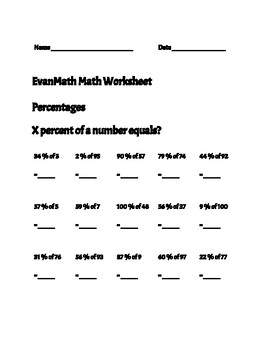 Preview of EvanMath Percentages Math Worksheet