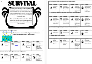 Preview of Evaporation & Condensation Survival Activity and text for Struggling Scientists