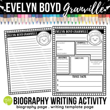 Preview of Evelyn Boyd Granville Biography Page & Writing Page Template