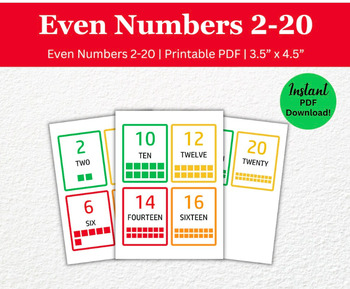 Preview of Even Number Flash Cards