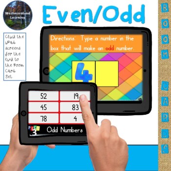 Preview of Even & Odd Number Recognition Digital Interactive Boom Cards Distance Learning