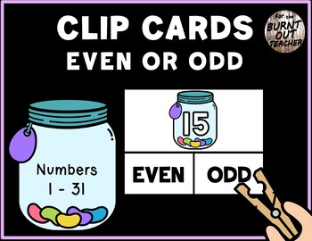 Preview of Even Odd Number Sense Clip Cards Task Box Center EASTER JELLYBEANS JELLYBEAN JAR
