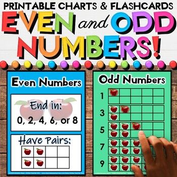 Preview of Even & Odd Numbers Charts & Flashcards - Visual Learning Tools for Math