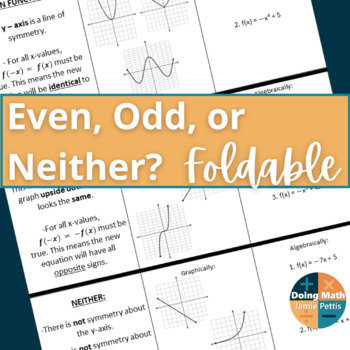 Preview of Even, Odd, or Neither Foldable Notes Activity