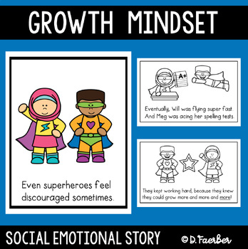 Preview of Growth Mindset Social Story, Social Emotional Learning Book, Character Education