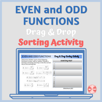 Preview of Even and Odd Functions - Drag and Drop Sorting Activity (26 functions)