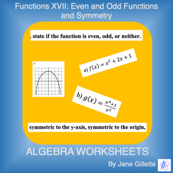 Odd And Even Functions Worksheets Teaching Resources Tpt