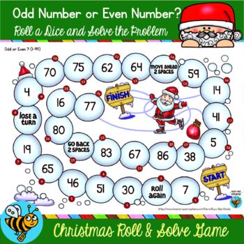 Even and Odd Game | Christmas Themed Printable by Busy Bee Studio