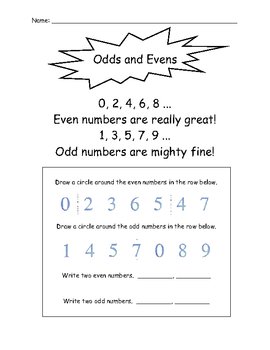 Preview of Even and Odd Number Chant and Practice Page (Worksheet)