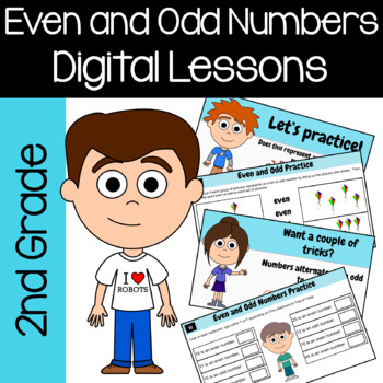 Preview of Even and Odd Numbers 2nd Grade Interactive Google Slides | Math Skills Review
