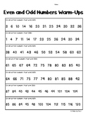 Even and Odd Numbers Math Warm-Ups