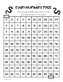 Even and Odd Numbers Maze Activity Sheets