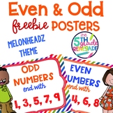 Even and Odd Numbers Poster Anchor Chart FREEBIE