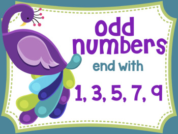 Even and Odd Numbers Poster Anchor Chart FREEBIE Pretty Peacock Theme