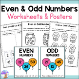 Even and Odd Numbers Worksheets & Posters No Prep