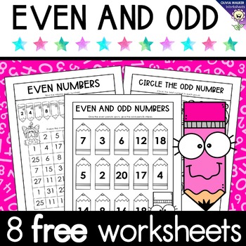 Preview of Even and Odd Numbers Worksheets / Printables for Kindergarten, Grade One / Two