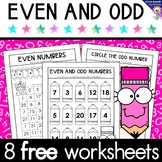 Even and Odd Numbers Worksheets / Printables for Kindergar