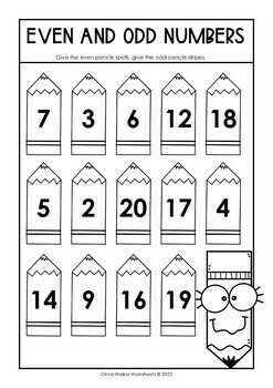 even and odd numbers worksheets printables by olivia walker tpt