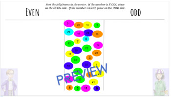 Preview of Even or Odd Jelly Bean Sorting Activity (Google Slides, Classroom)
