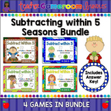 Subtracting within 5 Seasons Powerpoint Game Bundle