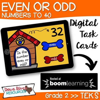 Preview of Even or Odd Numbers up to 40 Boom Cards (Second Grade TEKS)