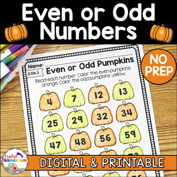 Preview of Even and Odd Numbers Pumpkin Worksheets