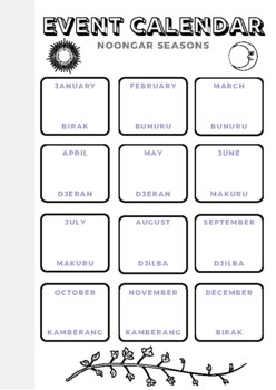 Preview of Event Calendar with Noongar Seasons