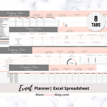 Preview of Event Planner Excel Spreadsheet