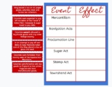 Events/Causes of American Revolution Click & Drag Sort 