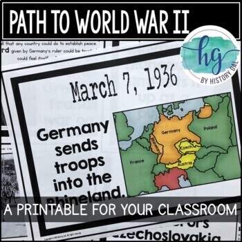 Preview of Events Leading to World War 2 Timeline Printable for Bulletin Boards