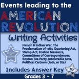 Events Leading to the American Revolution Writing Activities