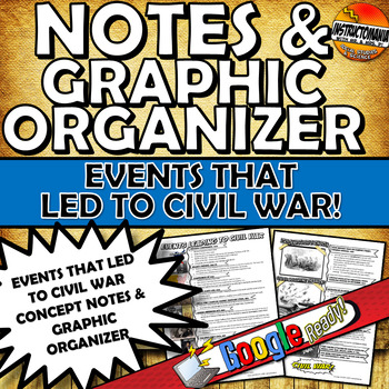 Preview of Events Leading to the Civil War Notes Outline and Graphic Organizer