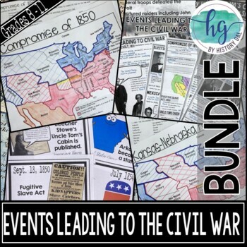 Preview of Causes of the Civil War Unit Bundle of Lessons, Activities, Maps