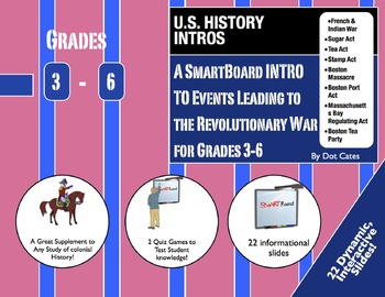 Preview of Events Leading to the Revolutionary War: Interactive SmartBoard Intro:  Gr. 3-6