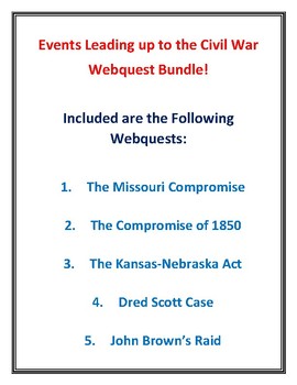 Preview of Events Leading up to the Civil War 5 Webquest Bundle (With Answer Keys!)