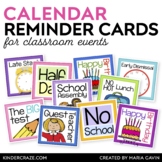 Events at School Calendar Reminder Cards
