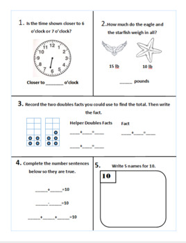 Preview of Everday Math Grade 1 Unit 6 Differentiated Assessment