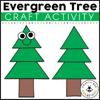 Preview of Evergreen Tree Craft Camping Theme Day Activities Forest Bulletin Board Template