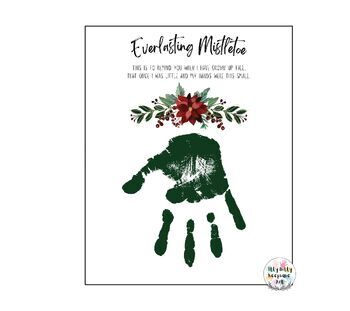 Preview of Everlasting Mistletoe Handprint Art Craft Printable Template / Christmas