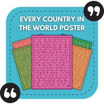 Preview of Every Country in the World Poster | For High School Wall Displays