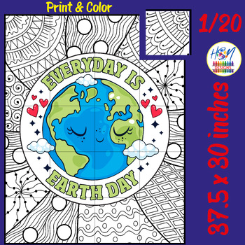 Preview of Every Day is Earth Day Collaborative Coloring Poster Art for Daily Eco Awareness