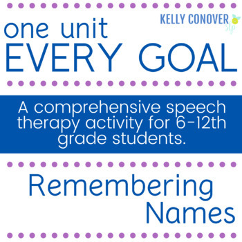 Preview of Every-Goal Speech Therapy Unit - Remembering Names